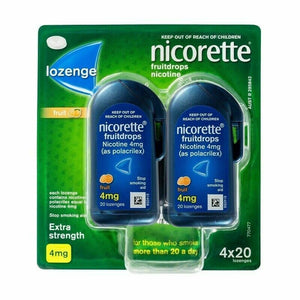 Nicorette 4mg Extra Strength Fruit Drop 4 x 20 Lozenges Pack