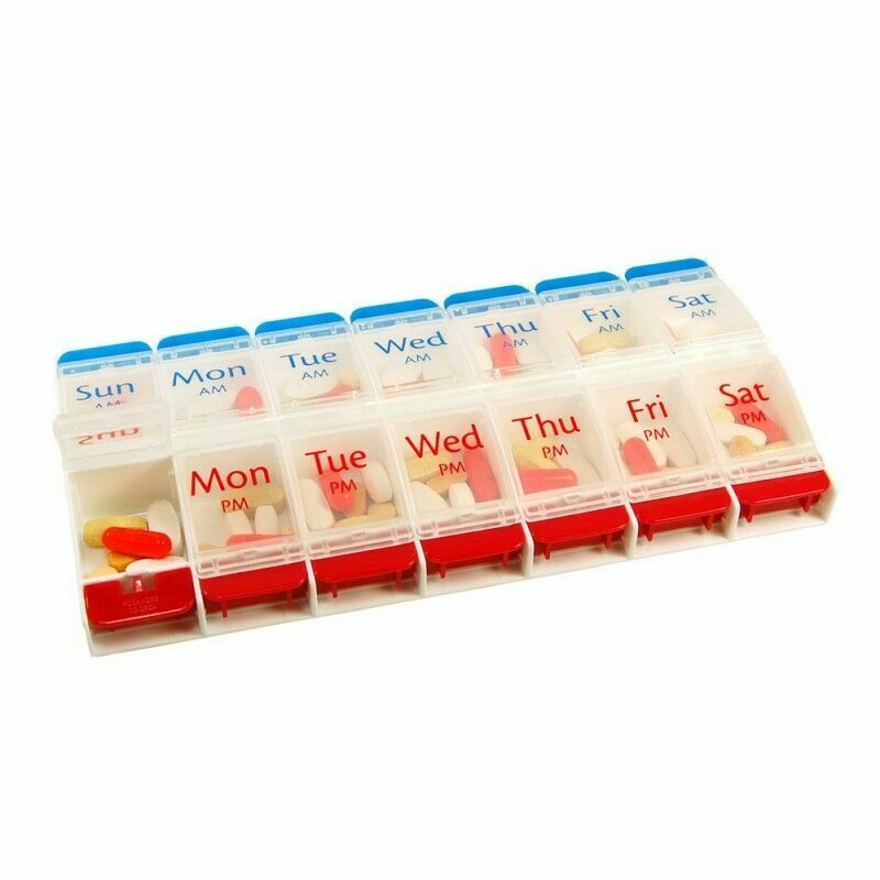 Ezy Dose 7 Day AM/PM Push Button Pill Reminder XL Medtime Planer Manager