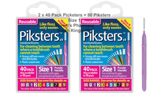 2 x 40 Pack = 80 Piksters Size 1 Interdental PURPLE Handle Brush Like Floss
