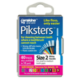 2 x 40 Pack = 80 Piksters Size 2 Interdental WHITE Handle Brush Like Floss