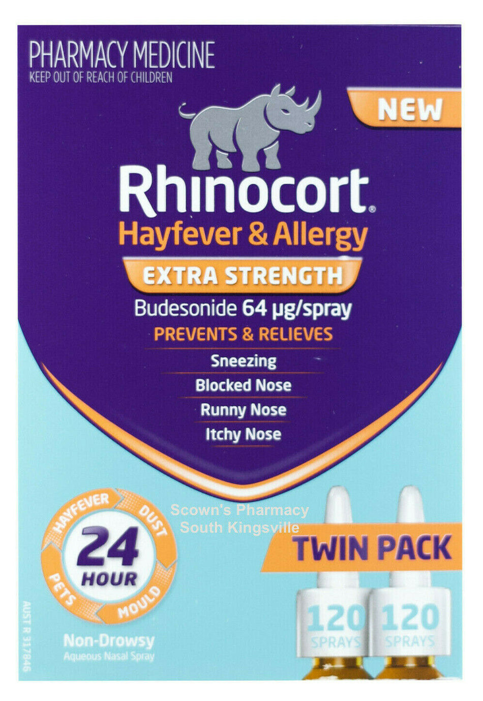 Rhinocort Hayfever & Allergy Extra Strength Nasal Spray 2 x 120 Doses 62mcg