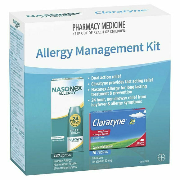 Nasonex 140 Sprays & Claratyne 10 Tablets ALLERGY KIT Dual Hayfever Relief