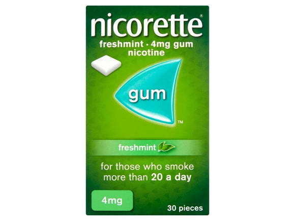 Nicorette Nicotine 4mg Gum Freshmint Extra Strength 30 Pack