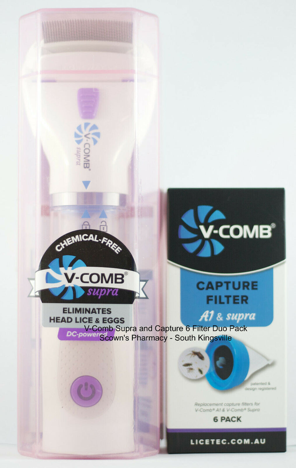 Licetec V-Comb Supra Electric Head Lice Treatment & 6 Filters Duo Pack