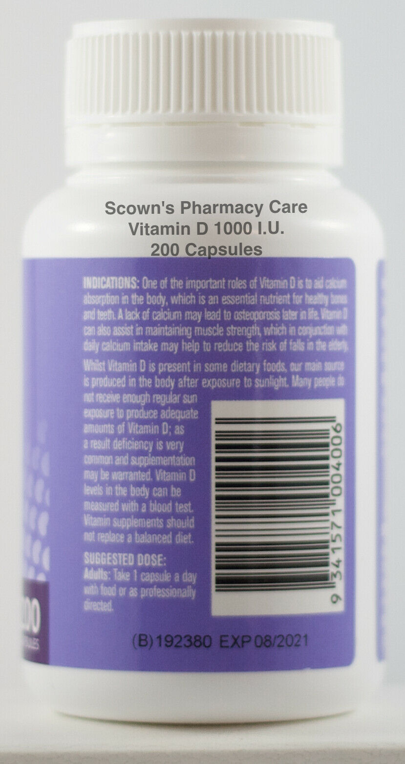 Pharmacy Care Vitamin D 1000 I.U. 200 Capsules