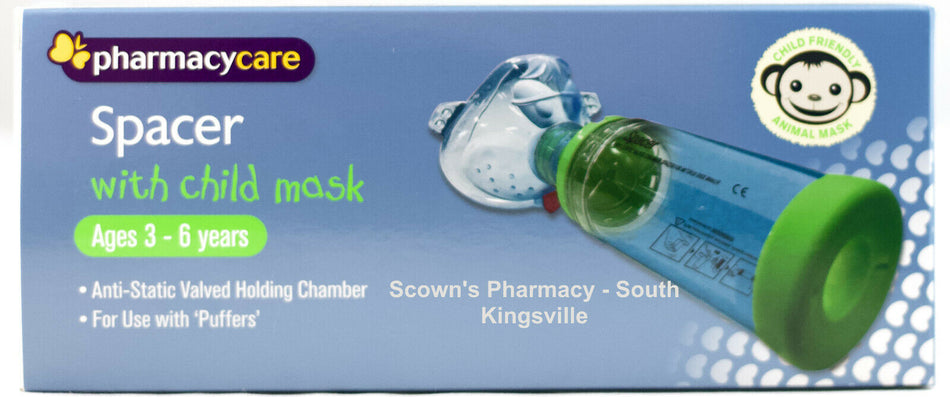 Pharmacy Care Spacer with Child Mask 3-6 yo Anti-Static Valved