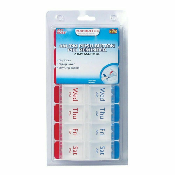 Ezy Dose 7 Day AM/PM Push Button Pill Reminder XL Medtime Planer Manager