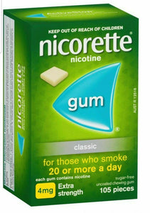Nicorette Gum Classic 4mg Nicotine Extra Strength 105 Pack