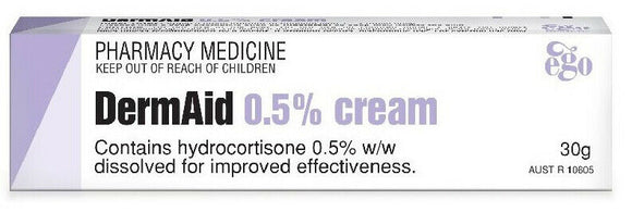 DermAid Cream 30g Gentle Cream 0.5% Rashes Dermatitis Eczema