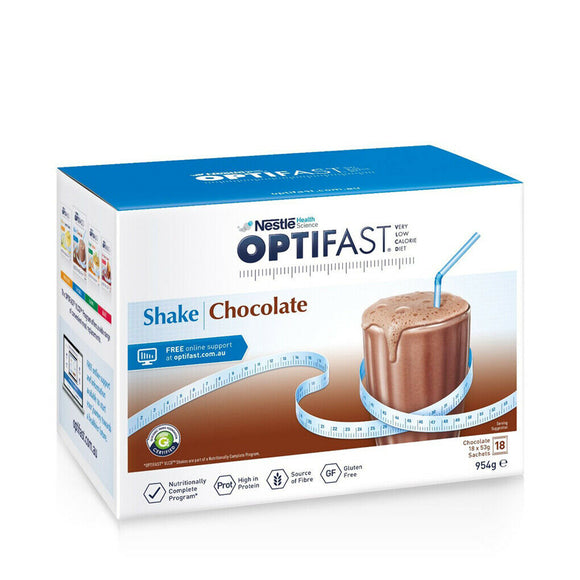 Optifast VLCD Chocolate Weight Loss Shake - 18 x 53g Sachets High Protein Fibre