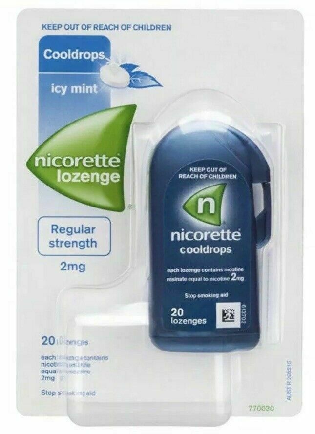 Nicorette Cooldrops Lozenges Regular Strength Icy Mint 20 Pieces 2mg