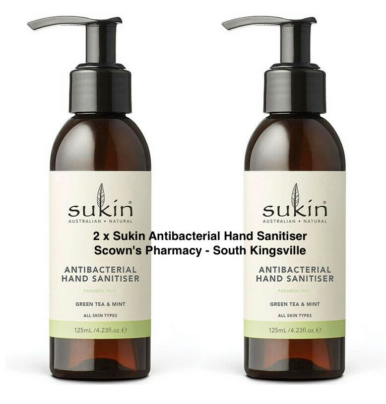 2 x Sukin Antibacterial Hand Sanitiser Gel 70% Alcohol All Natural 125ml