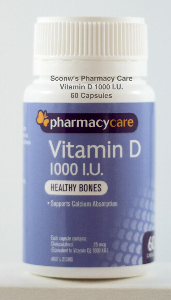 Pharmacy Care Vitamin D 1000 I.U. 60 Capsules