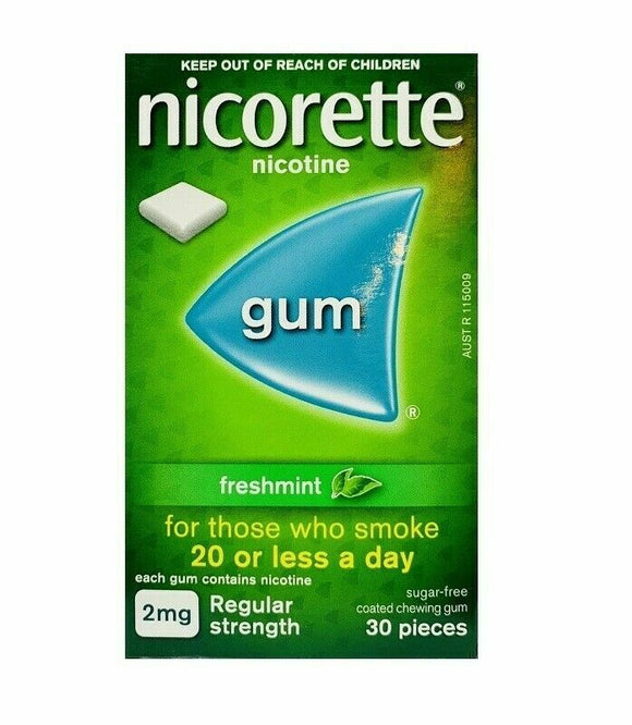 Nicorette Nicotine Gum Regular Strength 2mg Freshmint 30 Pack