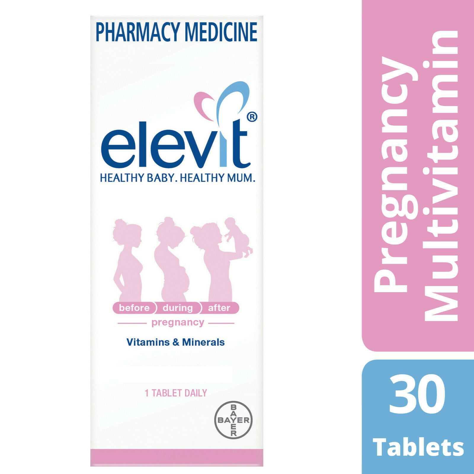 Elevit 30 Tablets Healthy Baby & Mum Vitamins B C D Minerals Folic Aci ...