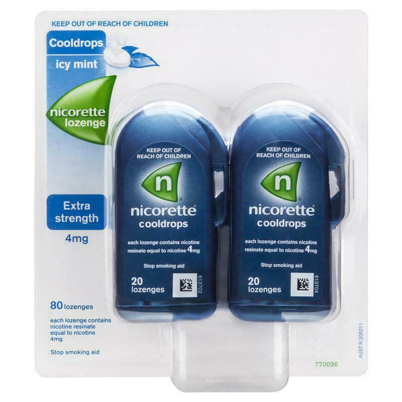 Nicorette Cooldrops Lozenges Extra Strength Icy Mint 80 Pieces 4mg