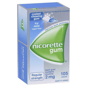 Nicorette Gum Regular Strength Coated Icy Mint 2mg 105 Pack