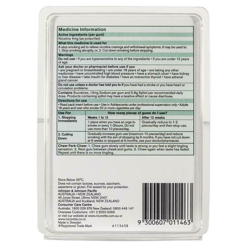 Nicorette Chewing Gum Icy Mint 4mg Extra Strength 25 Pieces