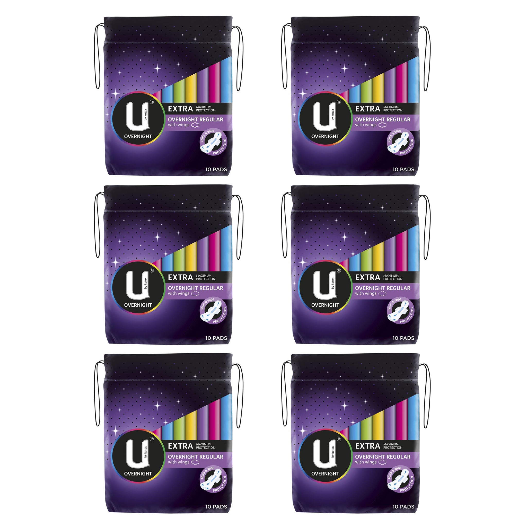 6 x U By Kotex Extra Max Protection Overnight Regular Pads With Wings –  Scown's Pharmacy