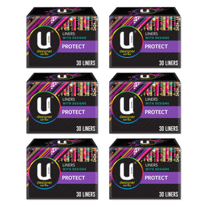 6 x U By Kotex Liner Design Protect 30 Packs