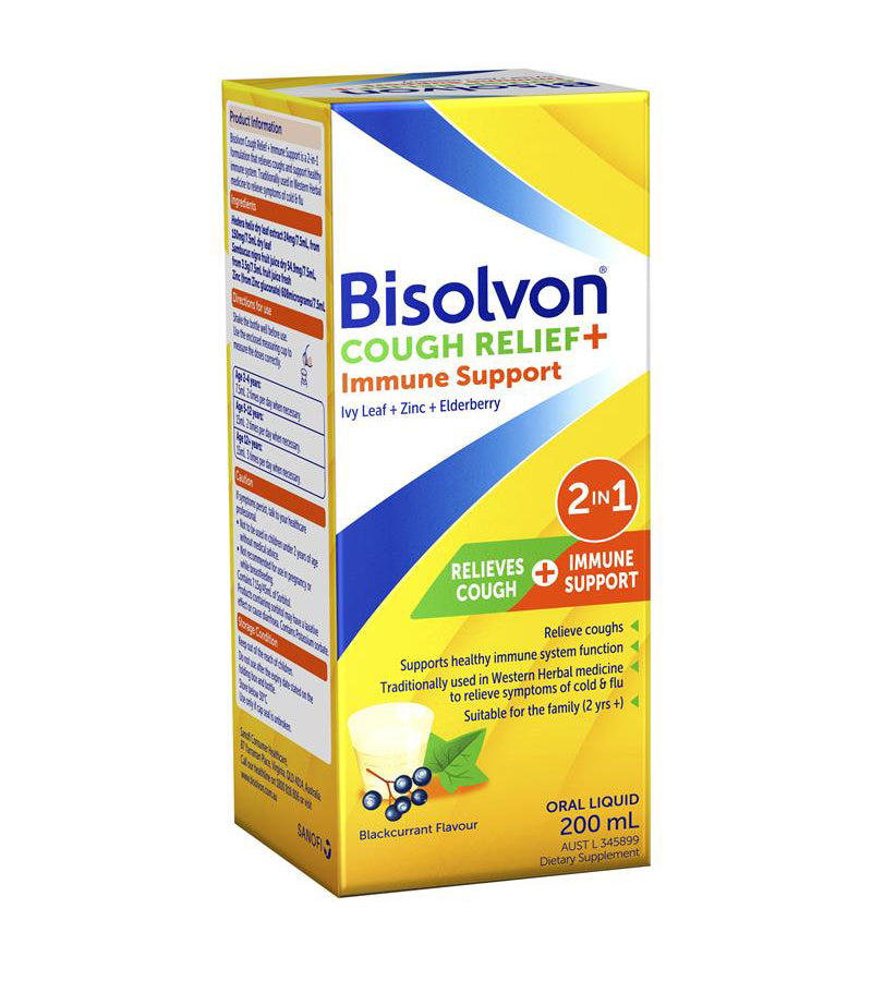 Bisolvon Cough Relief + Immune Support Liquid 200ml ** EXPIRY MAY 2025