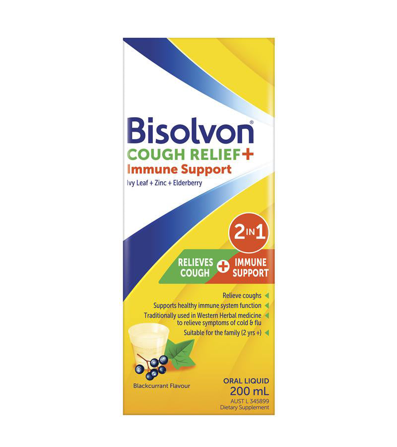 Bisolvon Cough Relief + Immune Support Liquid 200ml ** EXPIRY MAY 2025