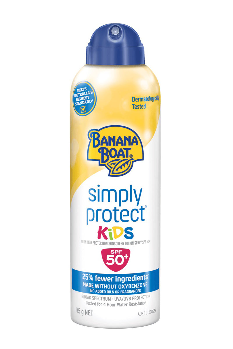 Banana Boat Simply Protect Kids Clear Sunscreen Lotion Spray SPF50+ 175g