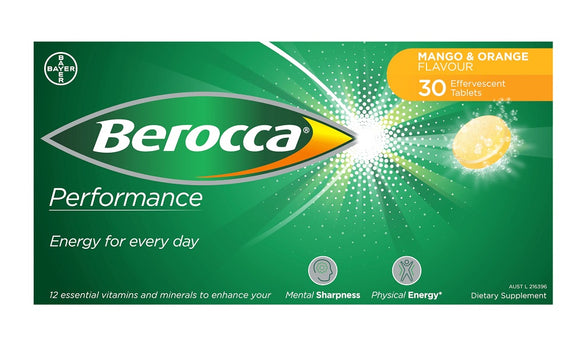 Berocca Performance Mango & Orange Effervescent 30 Tablets