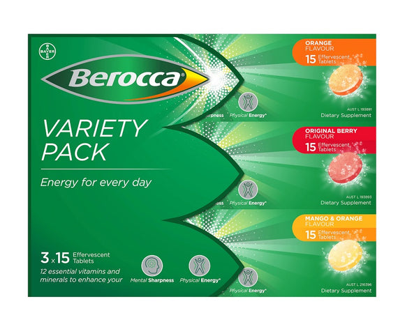 Berocca Variety Pack 3 x 15's l 45 Tablets