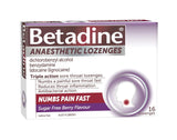 Betadine Anesthetic Lozenges Berry 16 Pack