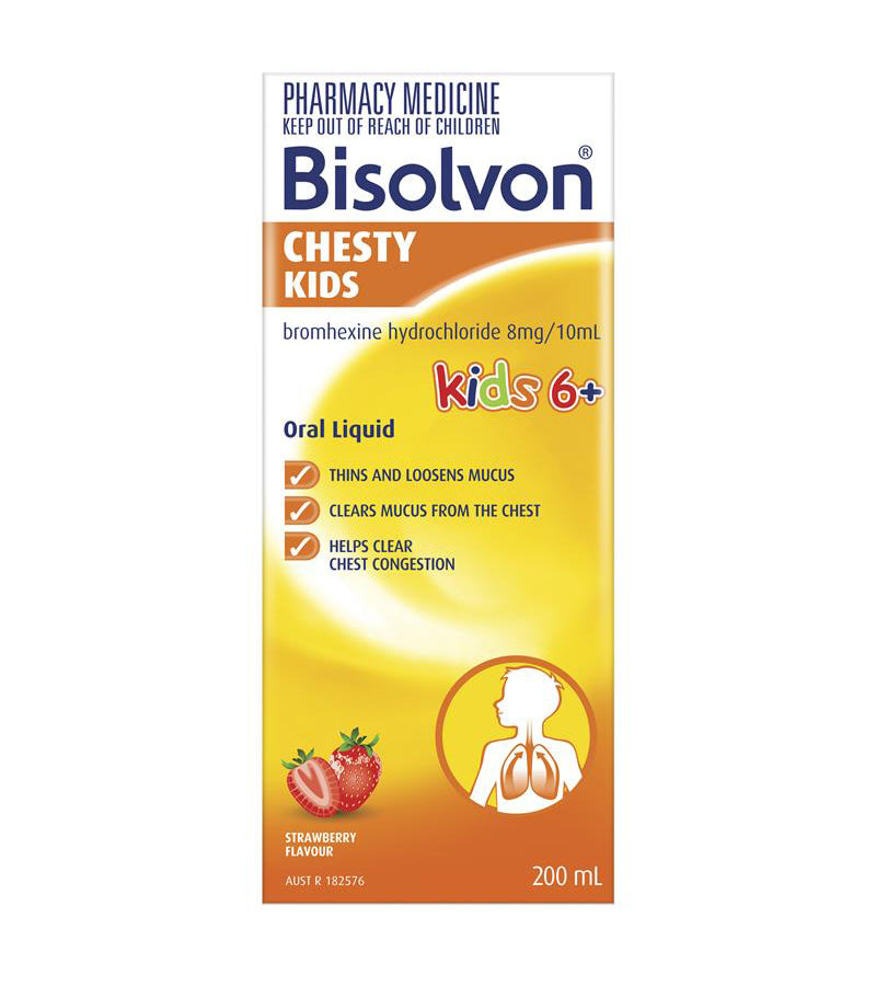 Bisolvon Chesty Kids 6+ Strawberry Liquid For Chesty Coughs 200ml