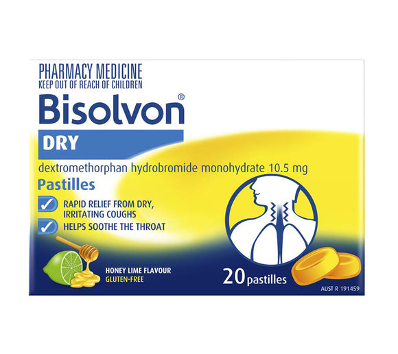 Bisolvon Dry Cough Honey & Lemon 20 Pastilles