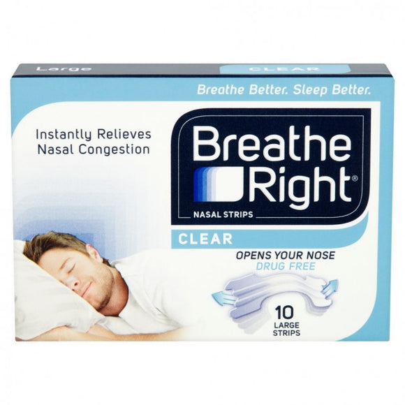 Breathe Right Clear Nasal Strip 10 Pack Size Large – Scown's Pharmacy