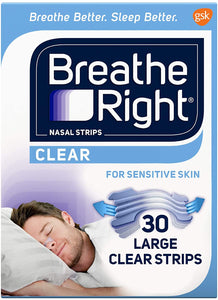 Breathe Right Large Clear Nasal Strip 30 Pack