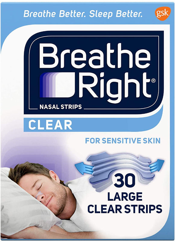 Breathe Right Large Clear Nasal Strip 30 Pack