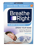 Breathe Right Nasal Strips Clear for Sensitive Skin Small-Medium 30 Pack