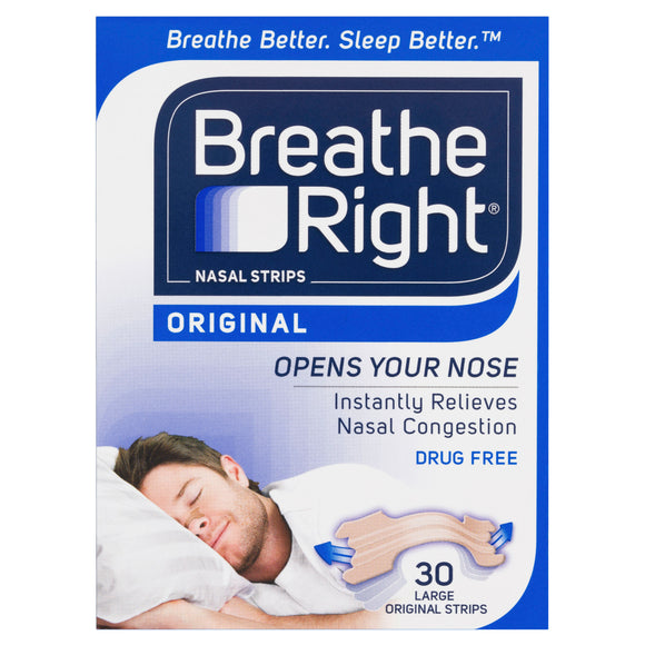 Breathe Right Original Nasal Congestion Strips Large Size 30 Pack