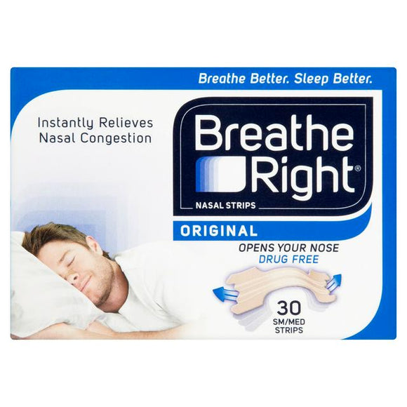 Breathe Right Original Nasal Congestion Strips Regular Size 30 Pack