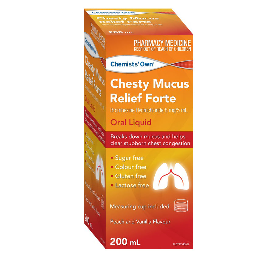 Chemists Own Chesty Mucus Relief Forte Peach-Vanilla 200mL