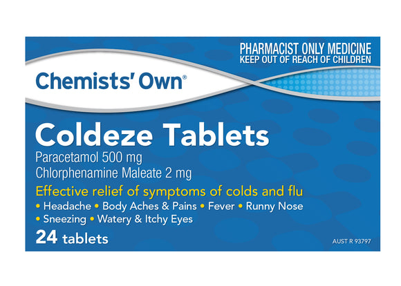 Chemists Own Coldeze 500mg 24 Tablets