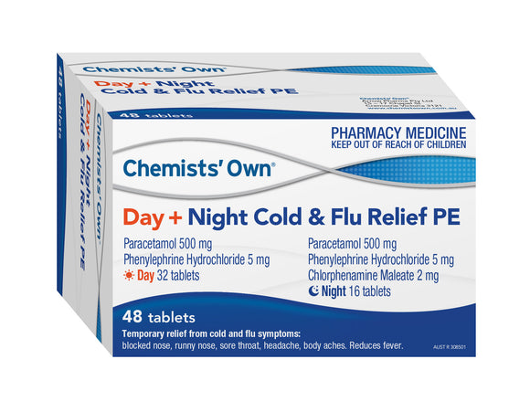 Chemists Own Cold & Flu Relief Day + Night PE 48 Tablets