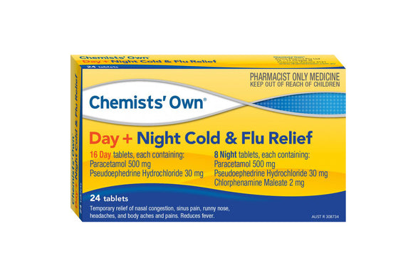 Chemists Own Cold & Flu Day/Night PSE 24 Tablets
