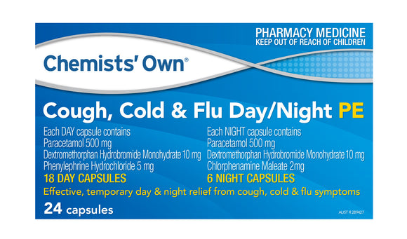 Chemists Own Cough, Cold & Flu Day/Night PE 24 Capsules