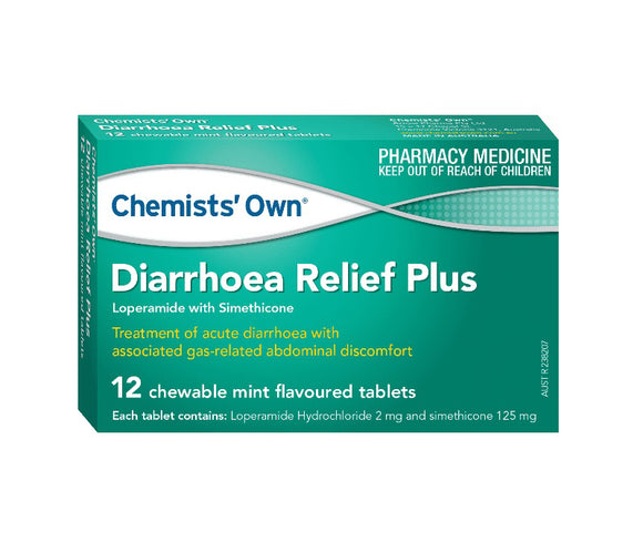 Chemists Own Diarrhoea Relief Plus Chewable 12 Tablets