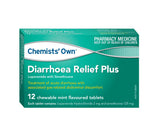 Chemists Own Diarrhoea Relief Plus Chewable 12 Tablets
