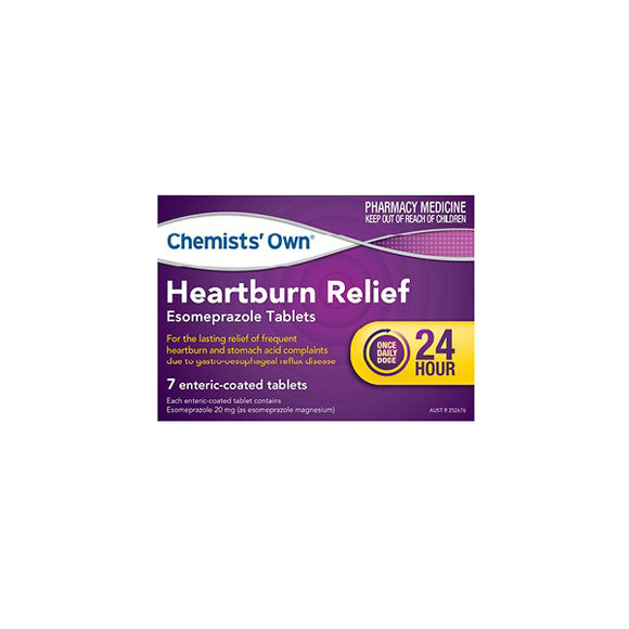 Chemists Own Heartburn Relief 24h Esomeprazole 200mg 7 Tablets