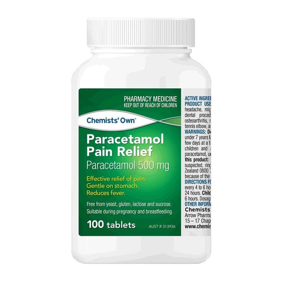 Chemists Own Paracetamol Pain Relief 500mg 100 Tablets