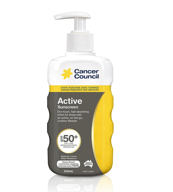 Cancer Council Active Sunscreen SPF50+ Pump 200ml
