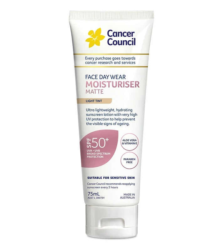Cancer Council Face DayWear Moisturiser Matte SPF50+ Medium Tint 75ml