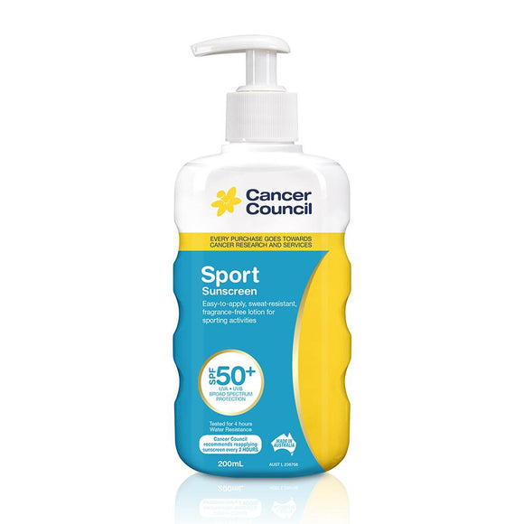 Cancer Council Sport Sunscreen SPF50+ Pump SPF50 Plus 200ml